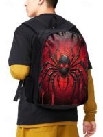 Men's Large Capacity Spider Print Backpack with Double - Image 10